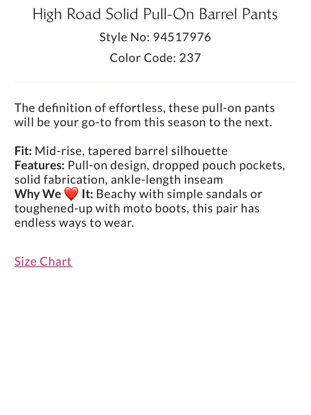 Rare! Free People XS High Road Barrel Pull On Pants